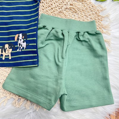 Conj. Regata Cute Friends e Bermuda - Marinho e Verde